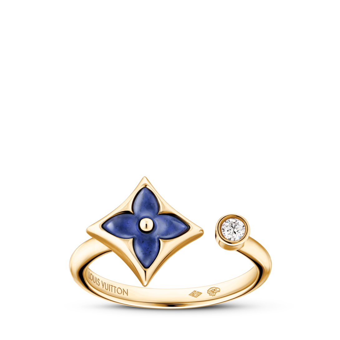Color Blossom Mini Star Ring, Yellow Gold, Sodalite and Diamond